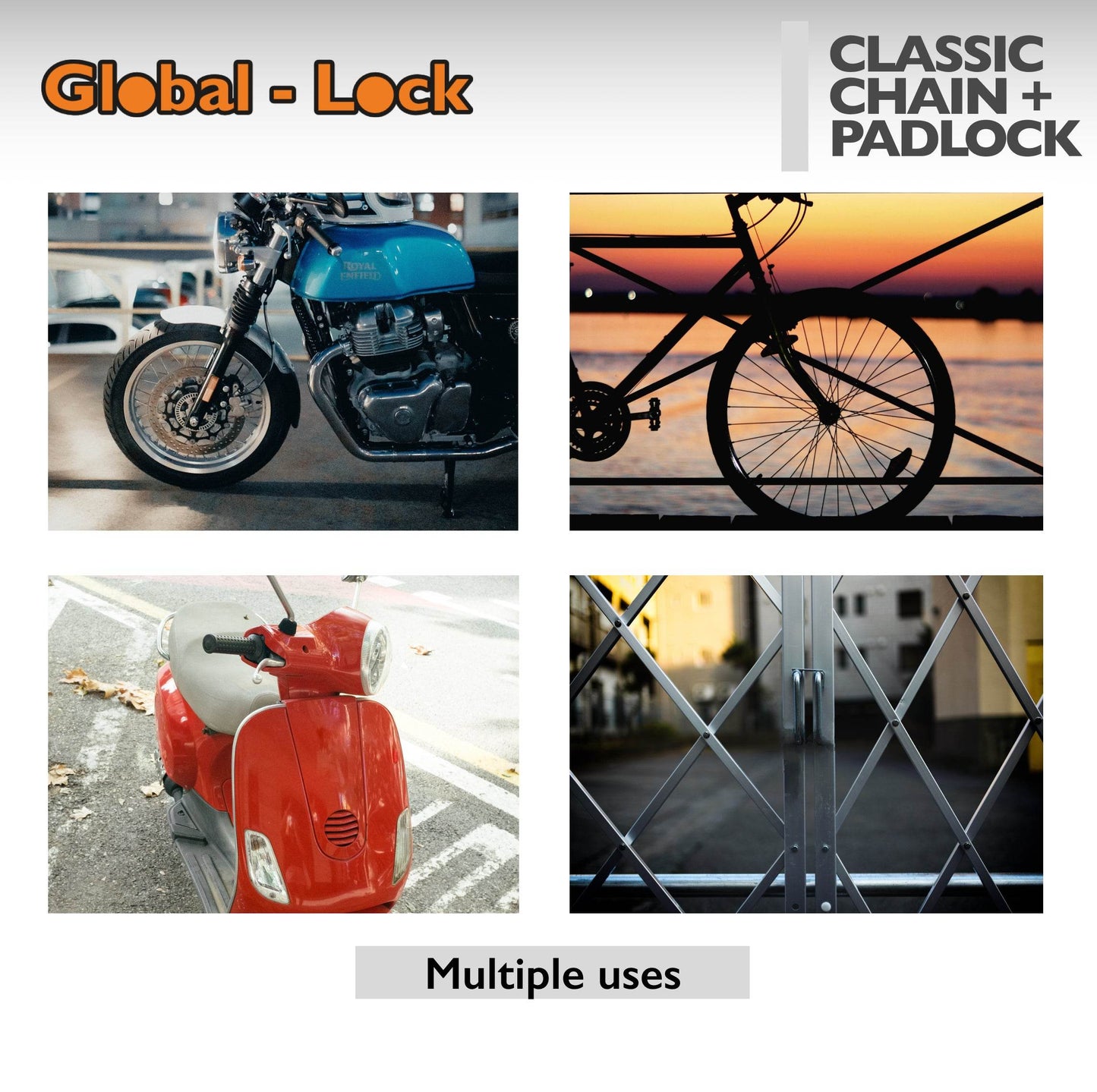 Global-Lock Kit cadena + candado CLASSIC - CLM Store